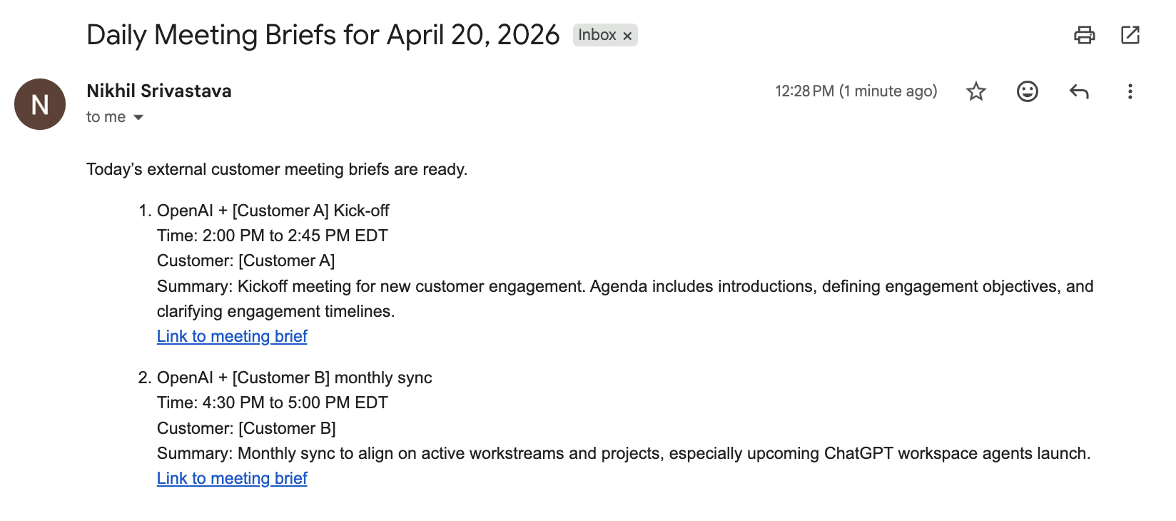 Output email